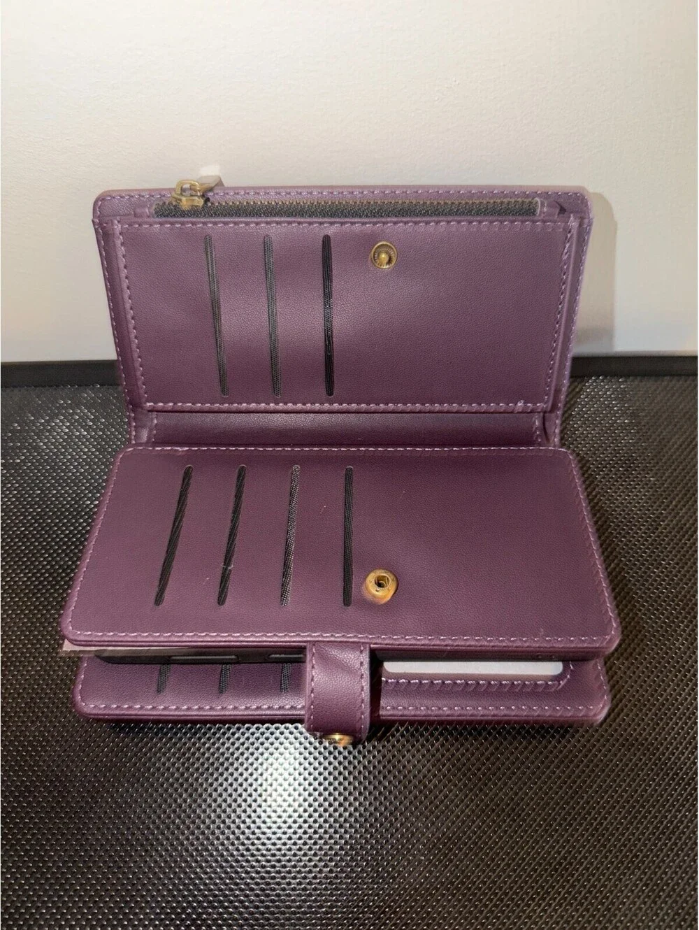 TwoHead 2-in-1 Wallet Case for Samsung Galaxy S25 Edge Purple Detachable Folio